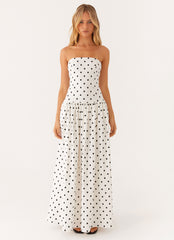 Andorra Maxi Dress - White Polkadot